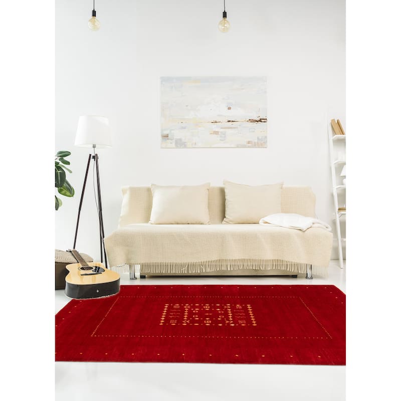 Kashkuli Gabbeh Red Rug 4'9" x 6'5" - 4'9 x 6'5