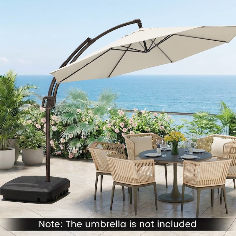 Gymax 225 LBS Cantilever Patio Umbrella Base w/Wheels & Crossed Base