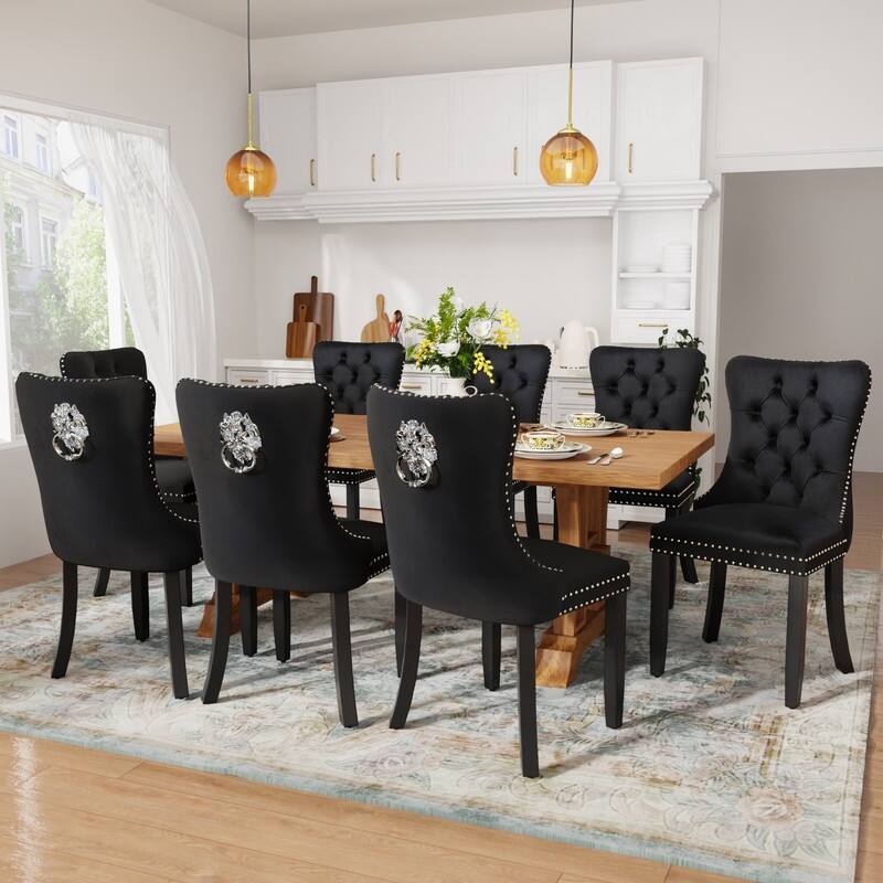 Tufted Naliheads Solid Wood Upholstered Dining Chairs (Set of 2)