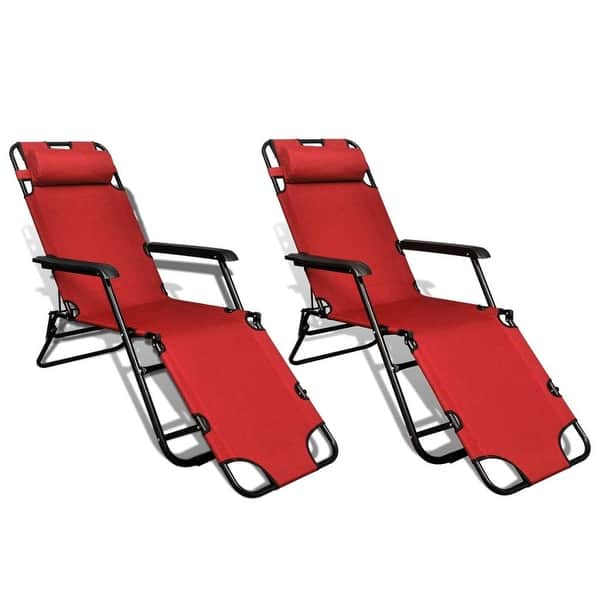 Shop Black Friday Deals On Vidaxl Folding Sun Lounger 2 Pcs With Footrests Steel Red 70 X 23 6 Overstock 26293310