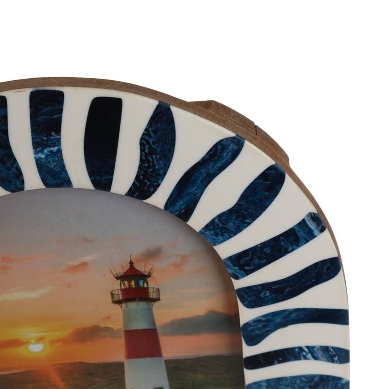 Resin Oval Picture Frames Bold Striped Design for Wall Decor Accent
