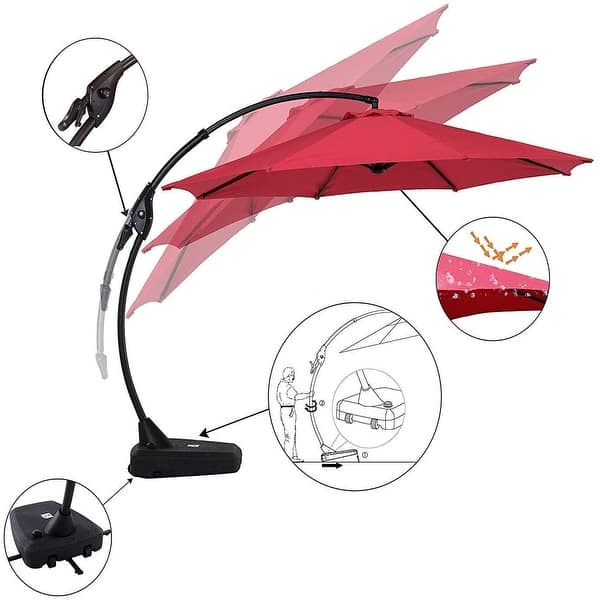 Shop Black Friday Deals On Grand Patio Deluxe Napoli 11 Ft Curvy Aluminum Offset Umbrella Patio Cantilever Umbrella With Base Overstock 31451375