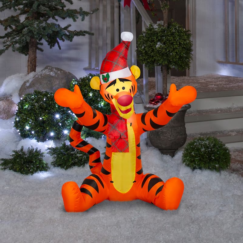 Gemmy Christmas Inflatable Tigger in Santa Hat, 3.5 ft Tall