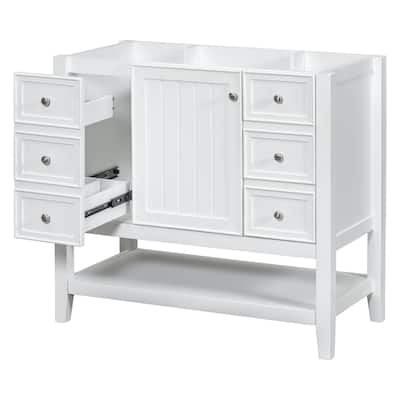 36" Bathroom Vanity without Sink, Cabinet Base Only, One Cabinet and three Drawers