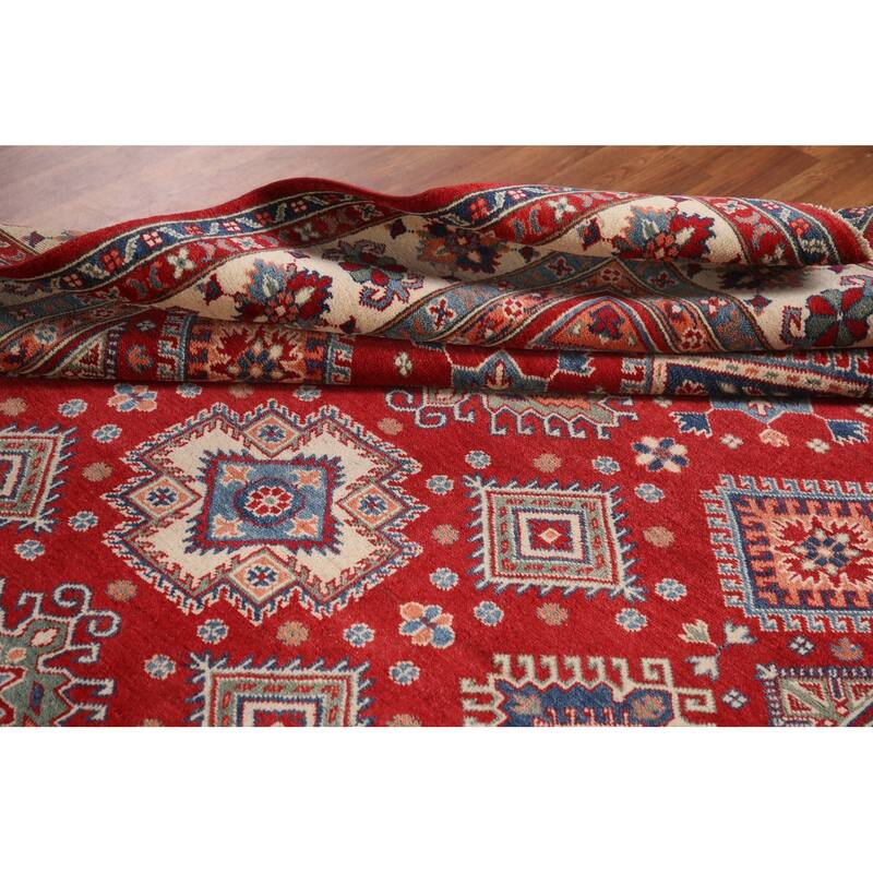 Red Traditional Kazak Area Rug Handmade Oriental Wool Carpet - 6'8" x 9'9"