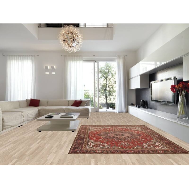 Tradiitonal Heriz Persian Vintage Area Rug Handmade Red Wool Carpet - 8'4"x 10'11"