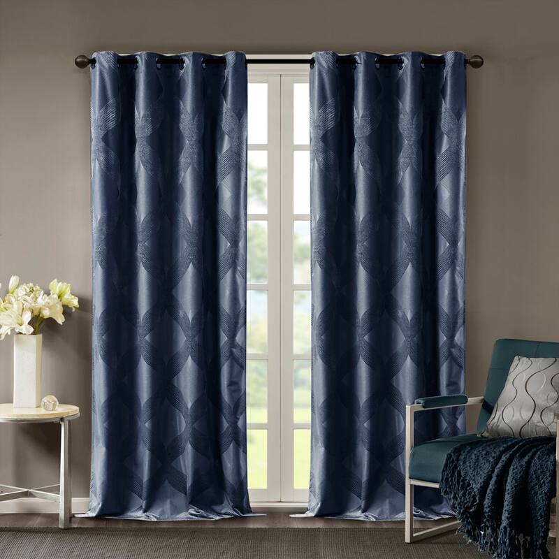 Ogee Knitted Jacquard Total Blackout Curtain Panel(Only 1 Pc Panel)