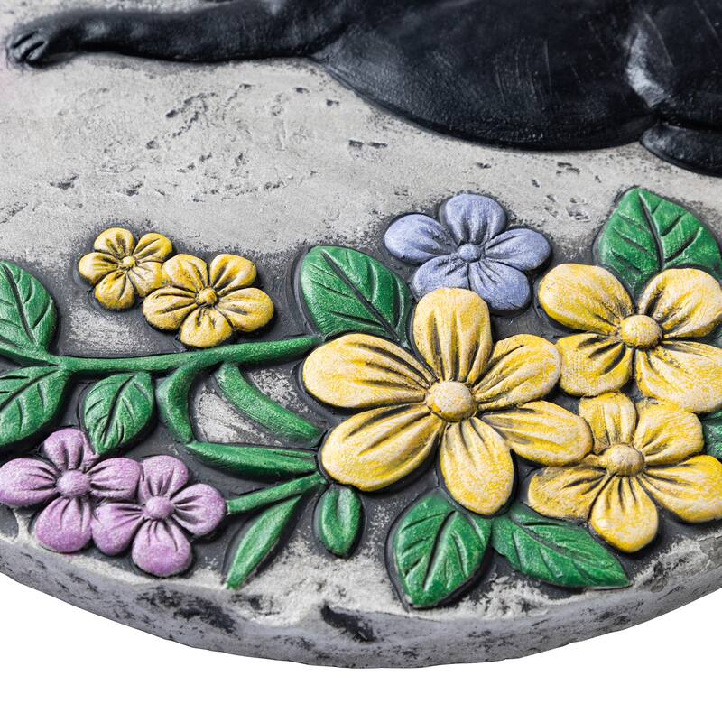 Glitzhome 4-Piece Cement Cat and Dog Textured Stepping Stones Garden Decor - 10 in