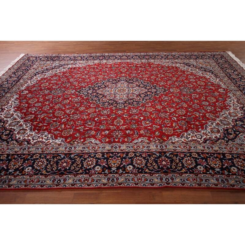 Traditional Kashan Turkish Area Rug Living Room Machine Made Carpet - 9'9" x 12'7"