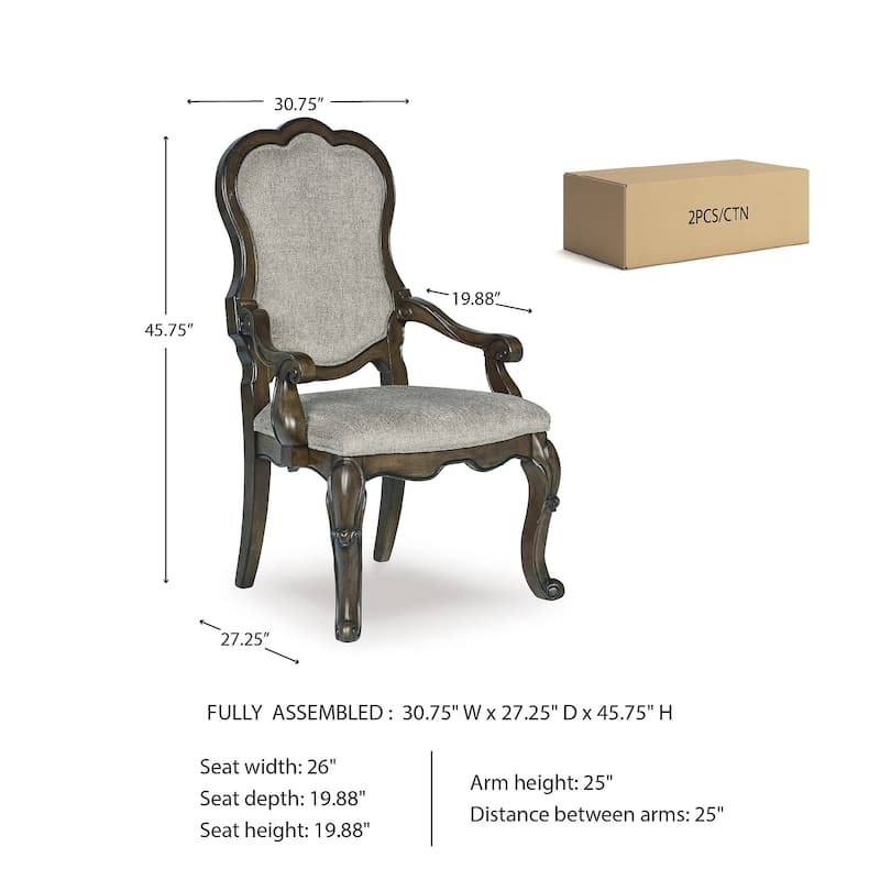 Signature Design by Ashley Maylee Dark Brown Dining Arm Chair - 30.75"W x 27.25"D x 45.75"H