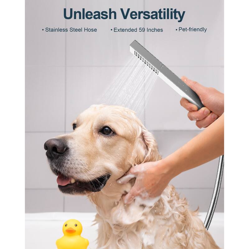 GRANDJOY 10" Rainfall Shower System with 2-Handle Waterfall Bathroom Sink Faucet Combo Set