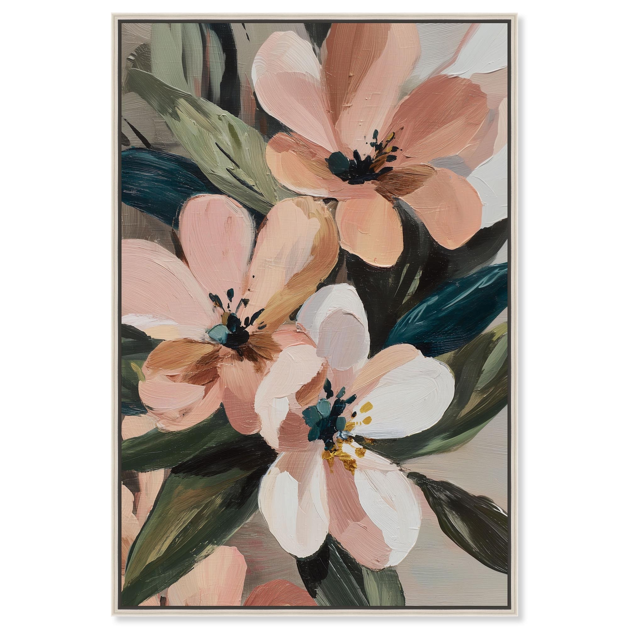 Blush Blooms I Floral Wall Decor Framed Canvas Print by Art Remedy