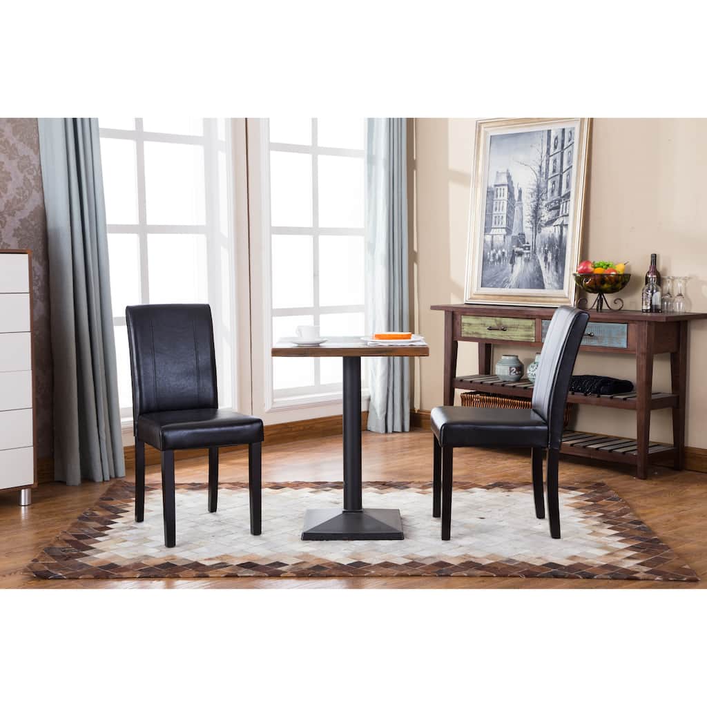 Urban Style Solid Wood Leatherette Padded Dining Chair (Set of 2)