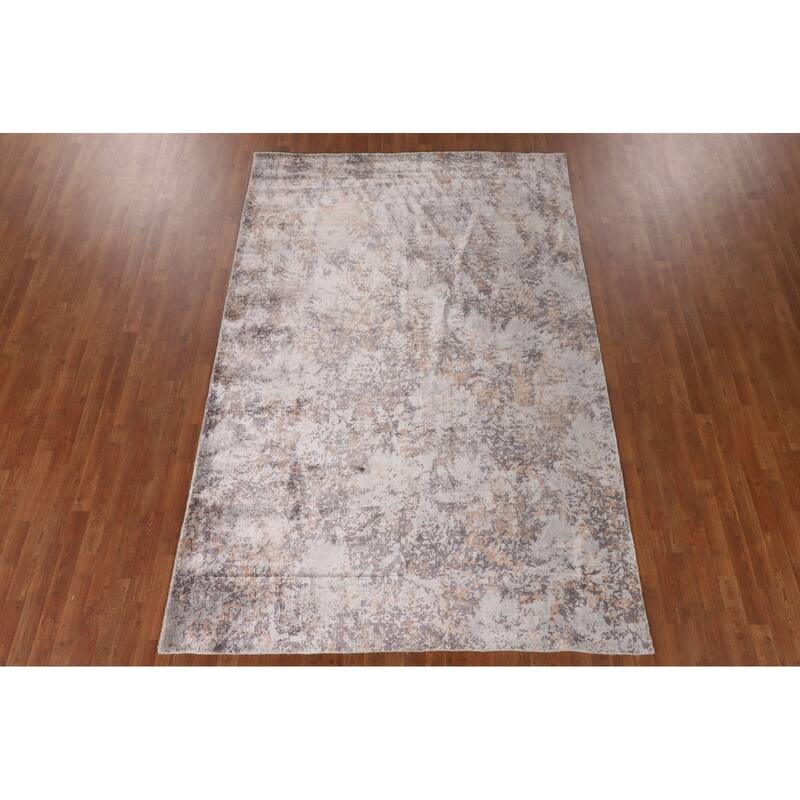 Multi-Color Abstract Indian Area Rug Handmade Wool Carpet - 6'6"x 9'10"