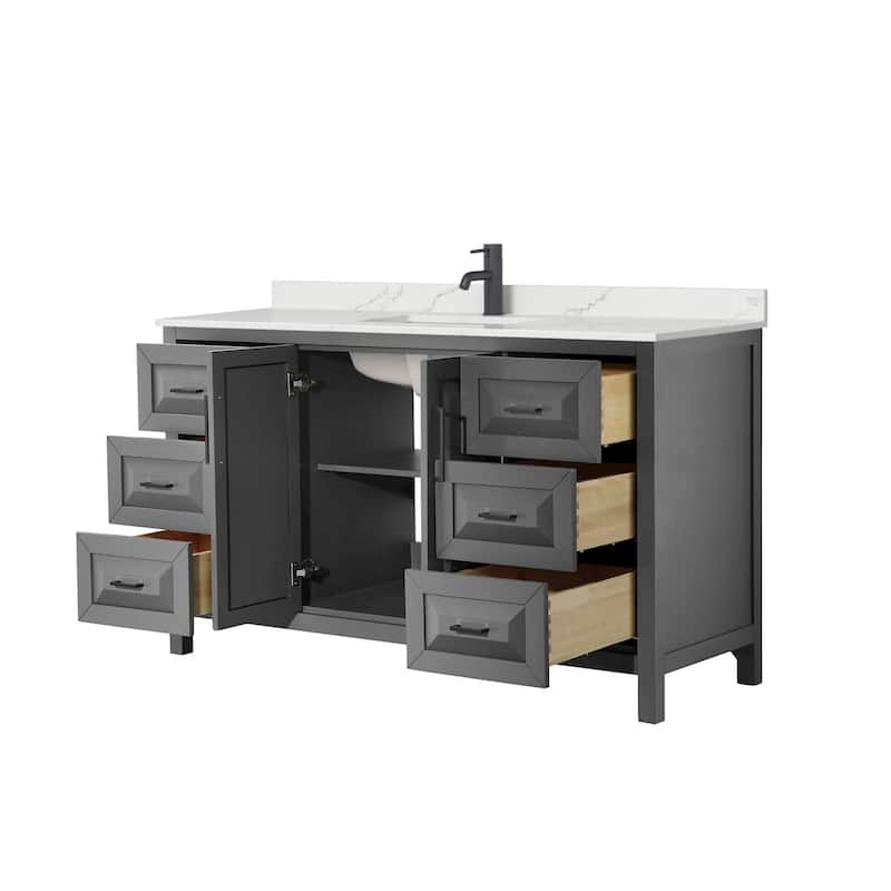 Daria 60-inch Single Vanity, Single Hole Quartz Top