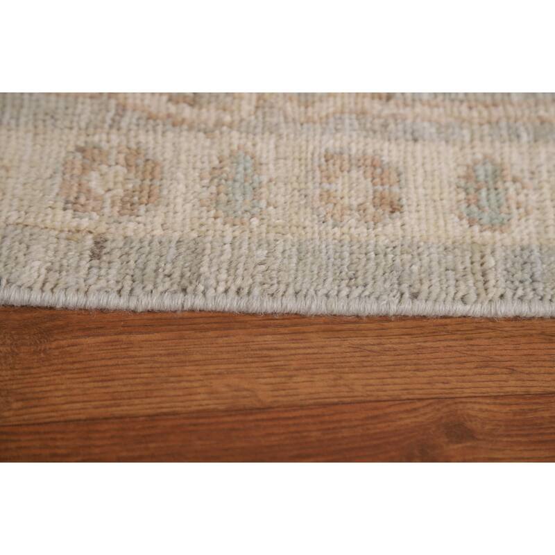 Floral Oushak Turkish Rug Hand-knotted Grey Wool Carpet - 9'1"x 12'0"