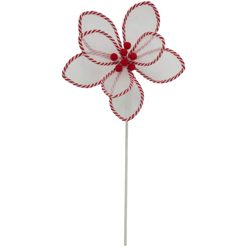 22" Candy Cane Poinsettia Floral Christmas Pick - 22
