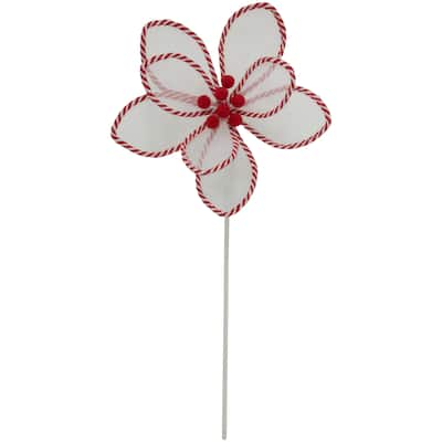 22" Candy Cane Poinsettia Floral Christmas Pick - 22