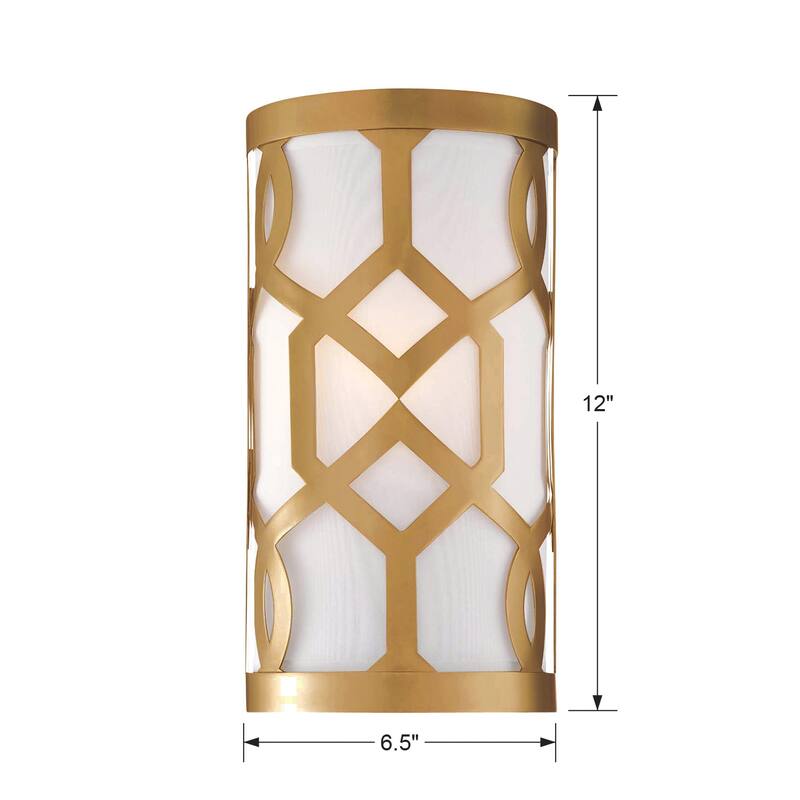 Libby Langdon for Crystorama Jennings 1 Light Aged Brass Sconce - 6.5'' W x 12'' H x 4'' D