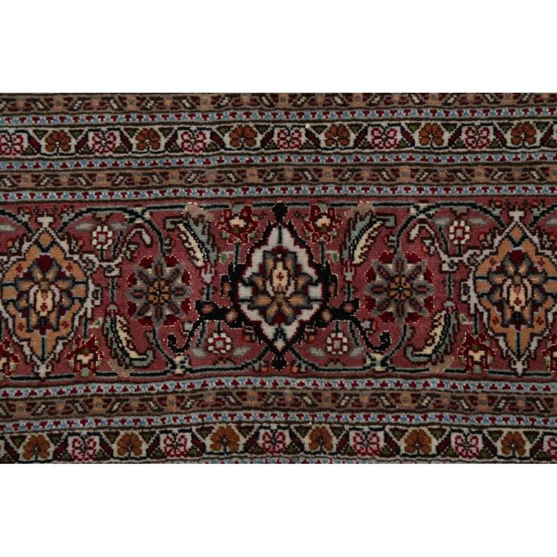Wool/ Silk Vegetable Dye Tabriz Mahi Persian Area Rug Handmade Carpet - 5'0" x 6'9"