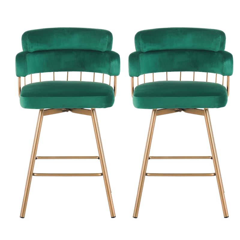 Upholstered Swivel Counter Height Bar Stools Dining Chairs Set of 2