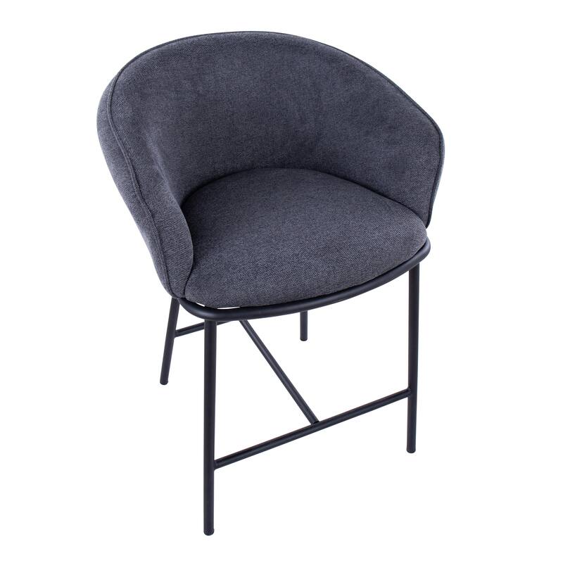 Porch & Den Kacie Counter Stool in Black Steel and Fabric - Set of 2