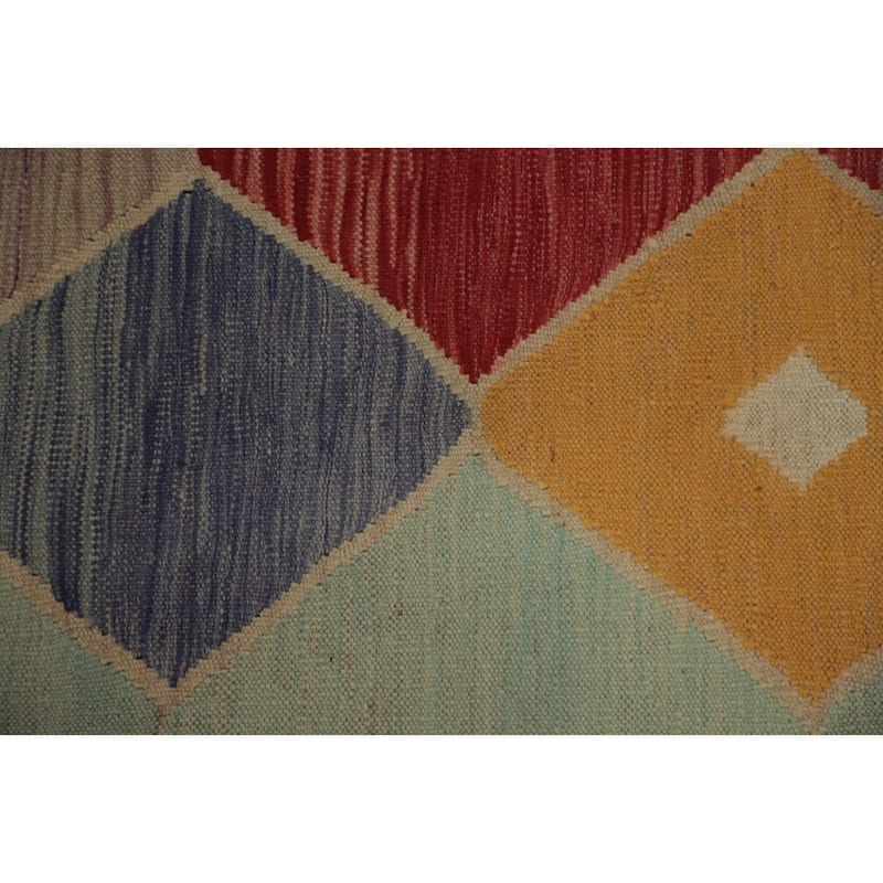 Hand Woven Oriental 100% Wool Carpet Southwestern Tribal Multi-Colored Kilim Area Rug - 6' 9'' X 5' 0''