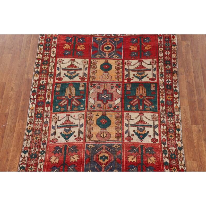 Distressed Bakhtiari Persian Vintage Rug Handmade Wool Carpet - 4'8" x 6'5"