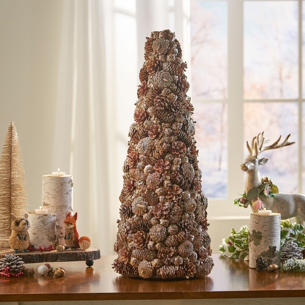 Shop Black Friday Deals on Darcy Pre-Decorated Pine Cone and Glitter ...