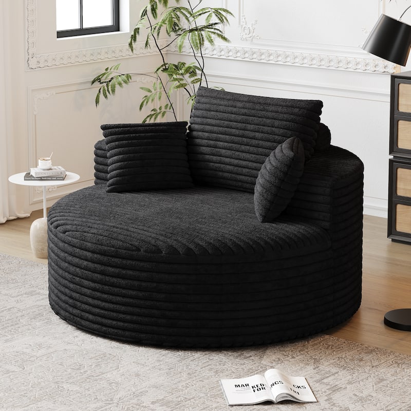 50"L Corduroy Sponge Single Sofa,No Assembly Required,Fluffy Modern Sleeper Chair (Not A Swivel Chair)