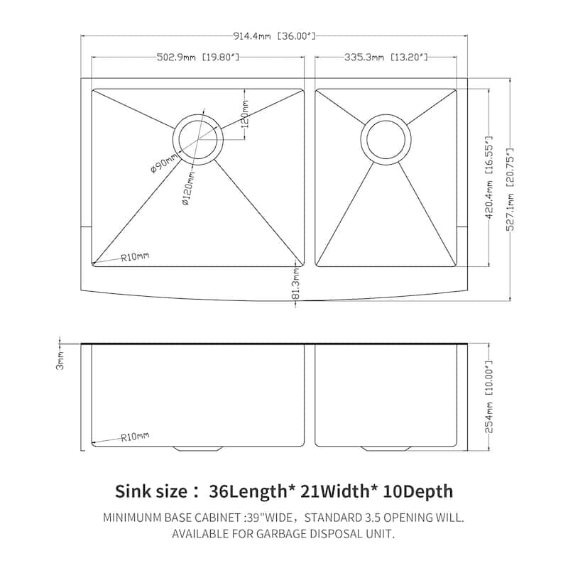 Farmhouse 16 Gauge Double Bowl Stainless Steel Kitchen Sink in Gunmetal Black