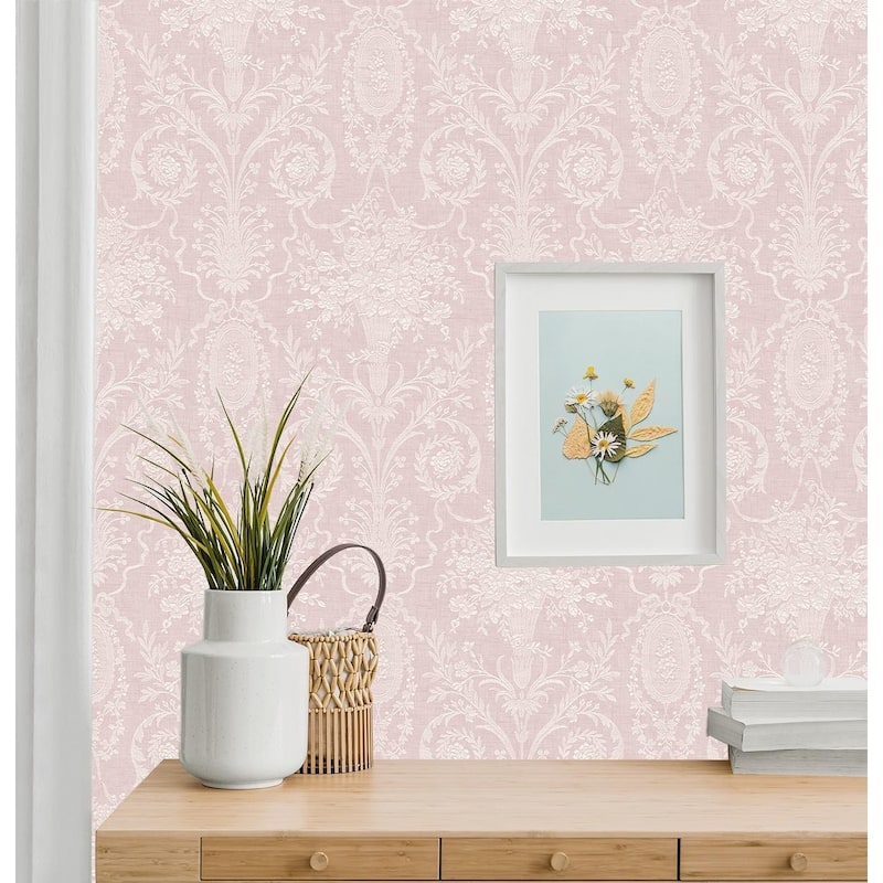 Seabrook Designs Brynn Tonal Bouquets Unpasted Wallpaper
