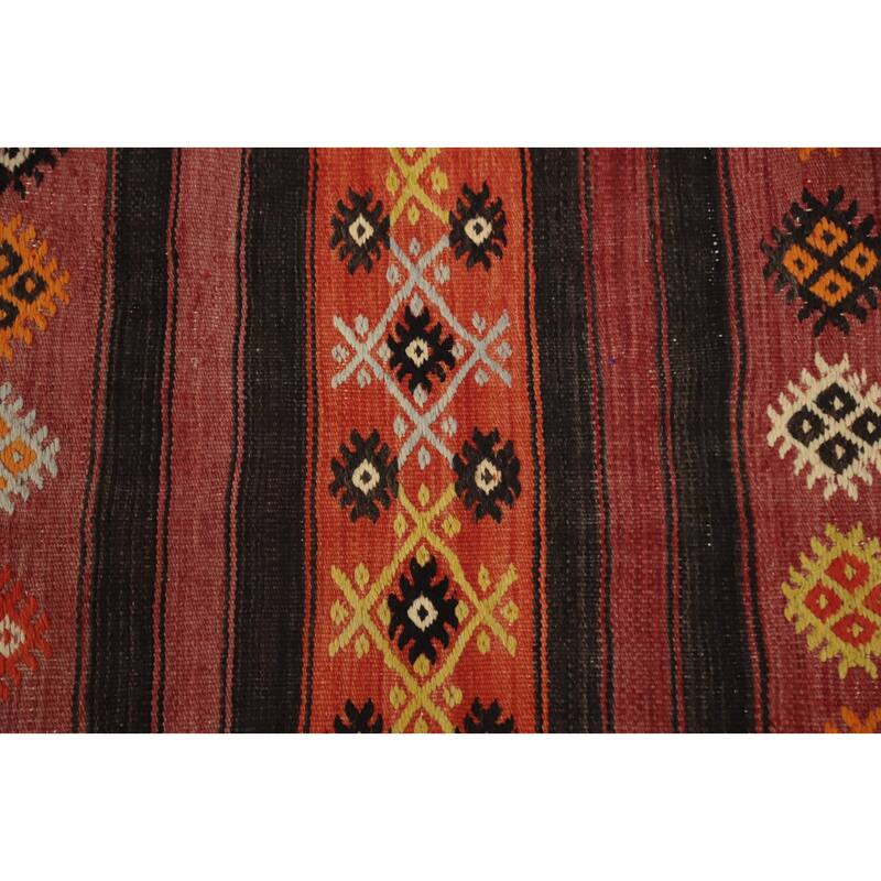 Hand Woven Oriental 100% Wool Carpet Southwestern Tribal Multi-Colored Kilim Area Rug - 9' 11'' X 6' 1''
