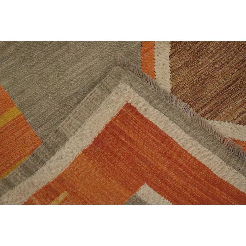 Hand Woven Oriental 100% Wool Carpet Southwestern Tribal Greys & Charcoal Kilim Area Rug - 11' 7'' X 9' 5''