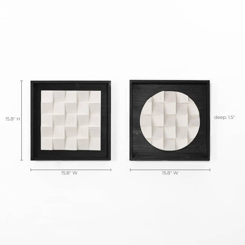 2Pc Black Wood Frame Abstract White Wall Decor Set On Sale Bed