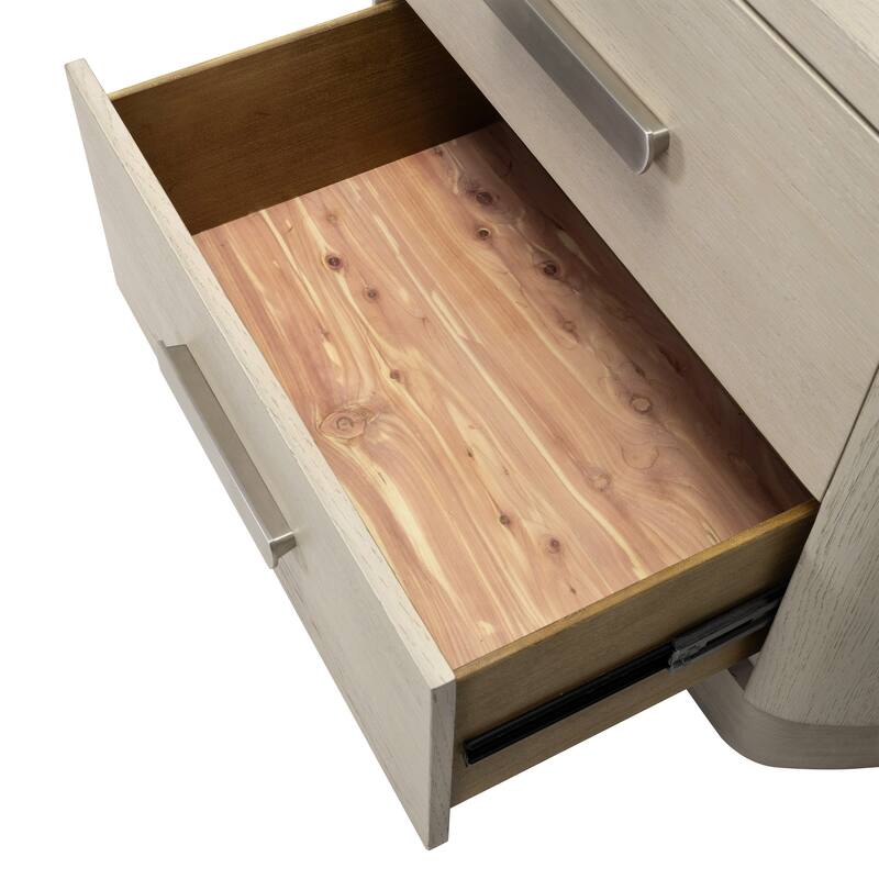 Furniture of America Weegin Modern White Oak Wood 2-Drawer Nightstand with USB Ports