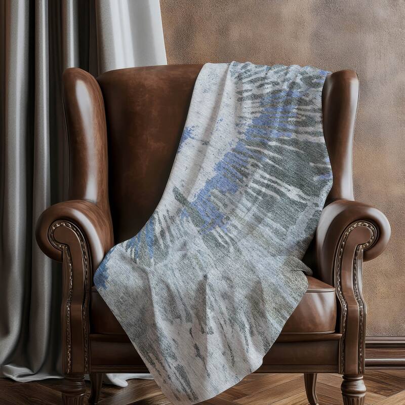 Premium Machine Washable Contemporary Abstract Sherpa Throw Blanket