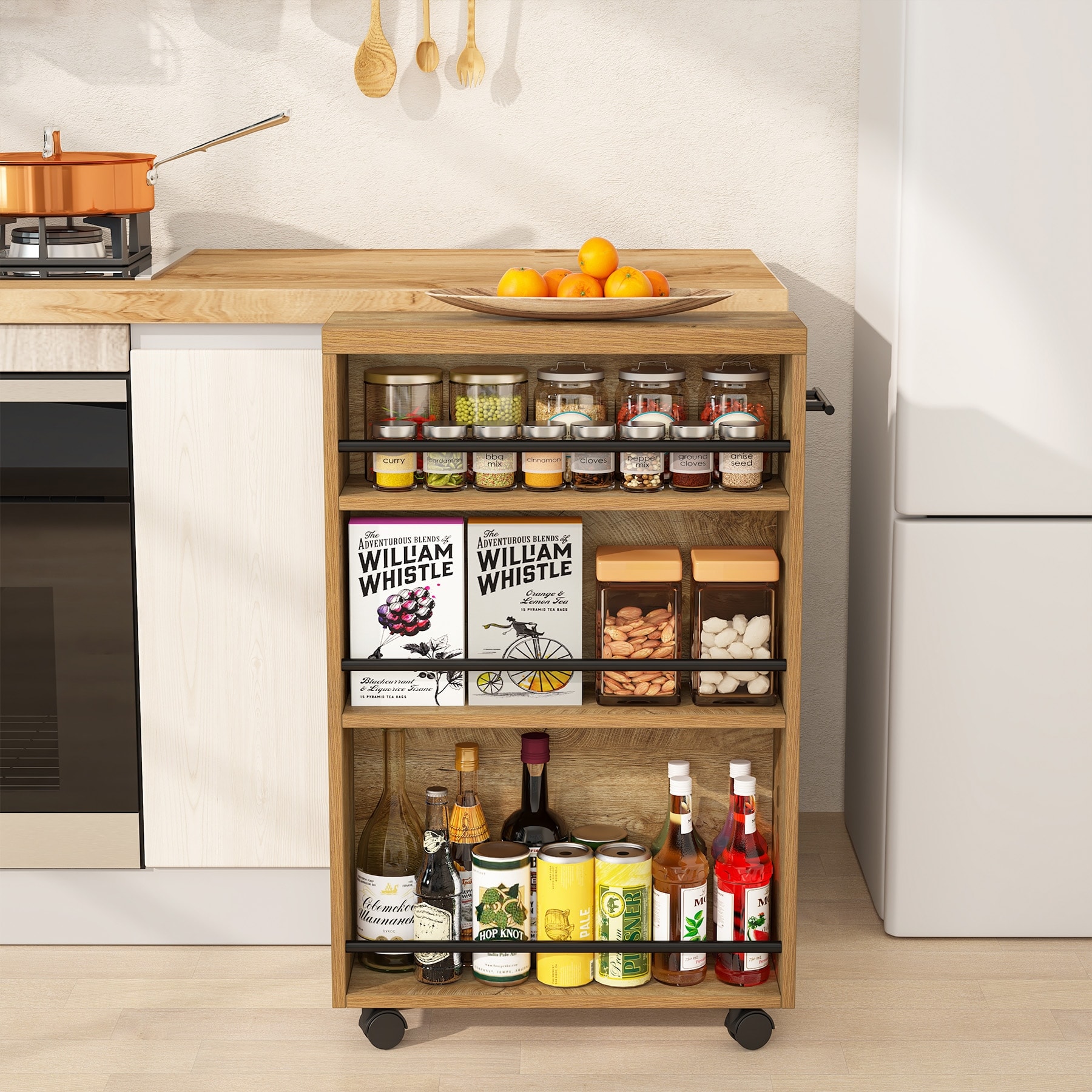Slim Storage Cart, Rolling Narrow Kitchen Cart on Wheels - N/A