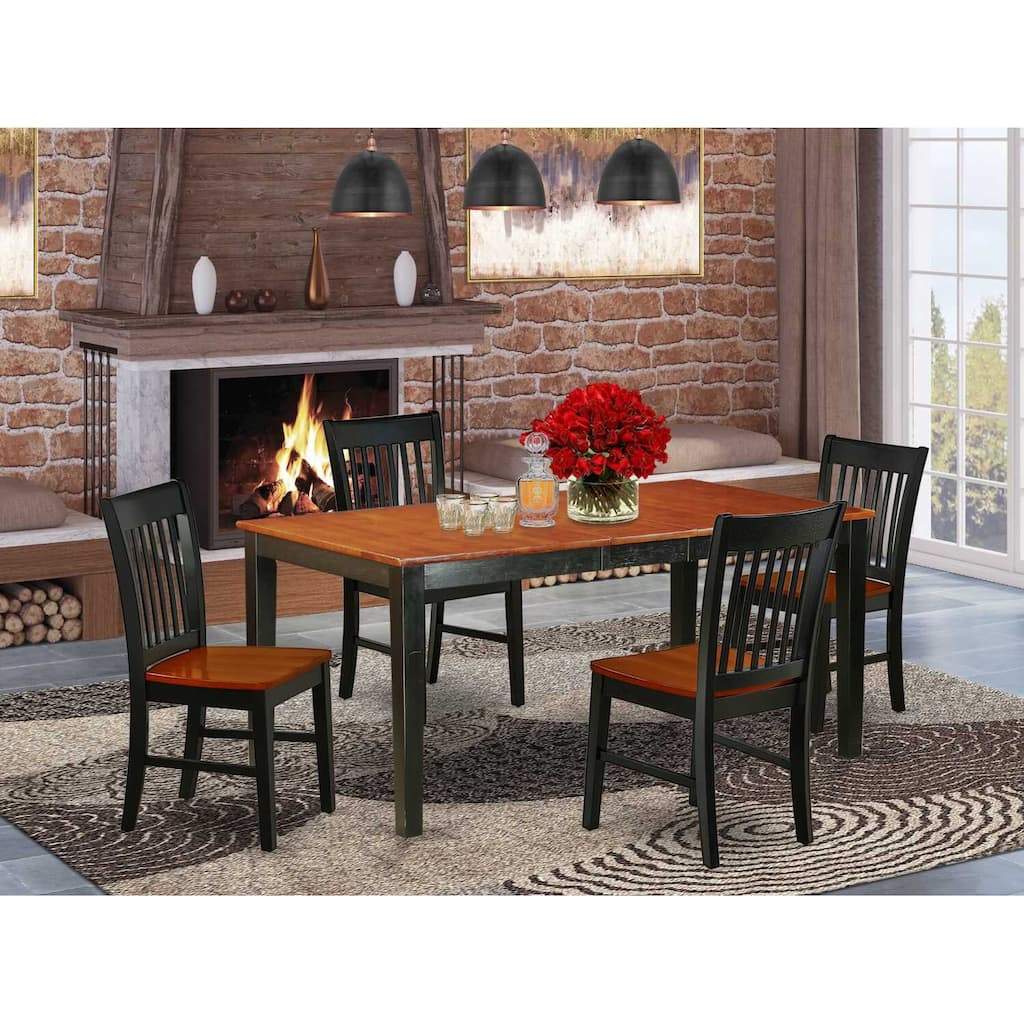 Renaissance Dining Set 5-Piece Rectangle Table & Chairs - 54/66 Inch Extendable Table