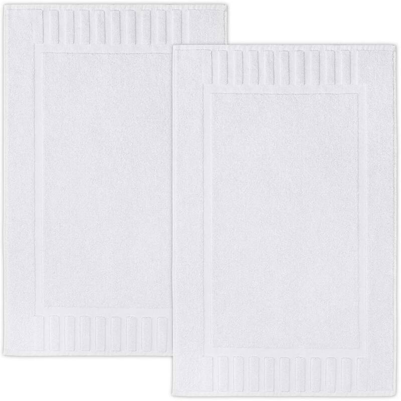 White Classic Luxury Cotton Bath Mat 22x34 Set of 2 - White