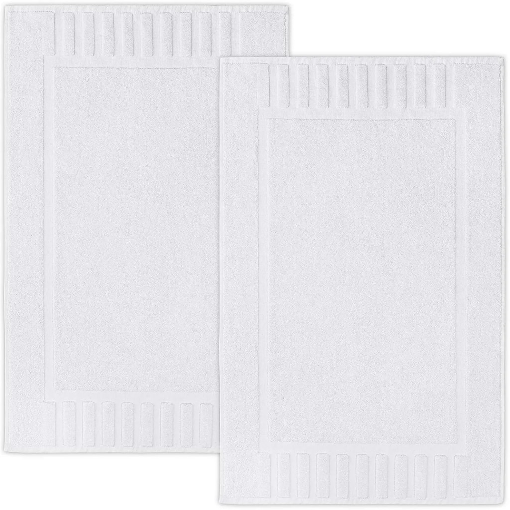 White Classic Luxury Cotton Bath Mat 22x34 Set of 2