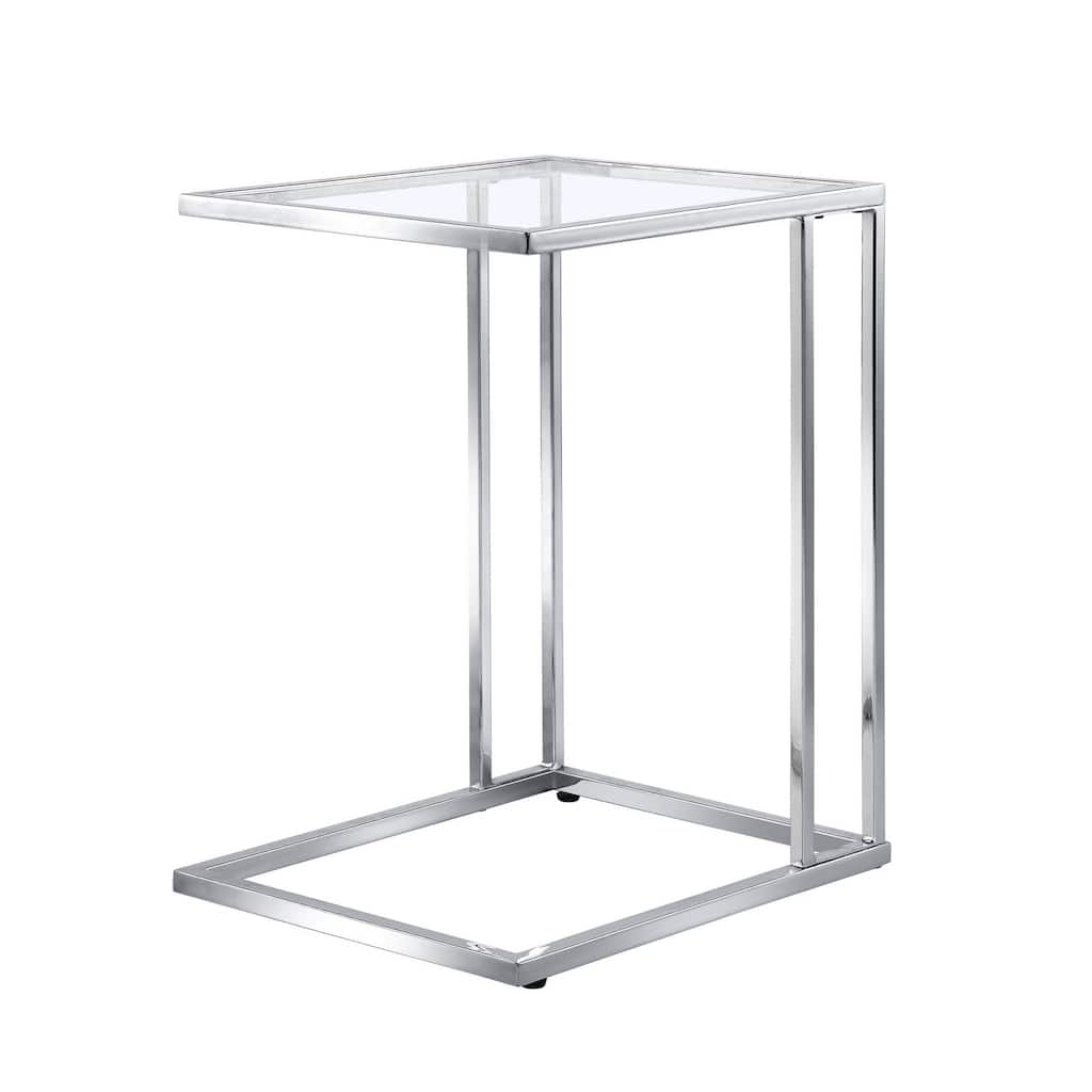 HomeRoots 25" Chrome And Clear Glass Square End Table - 15.75