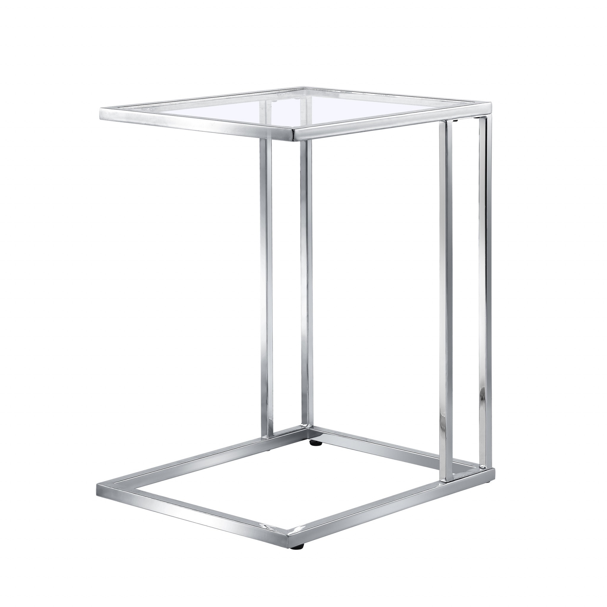 HomeRoots 25" Chrome And Clear Glass Square End Table - 15.75