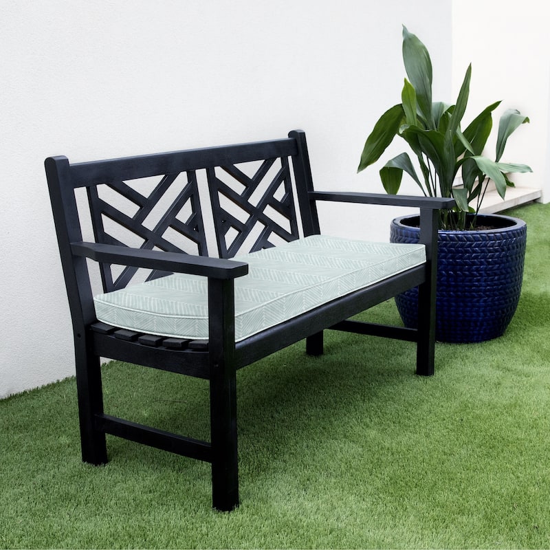 Sorra Home Griffen Snowy Indoor/Outdoor Corded Bench Cushion - 42 x 20 x 2 - Griffen Snowy