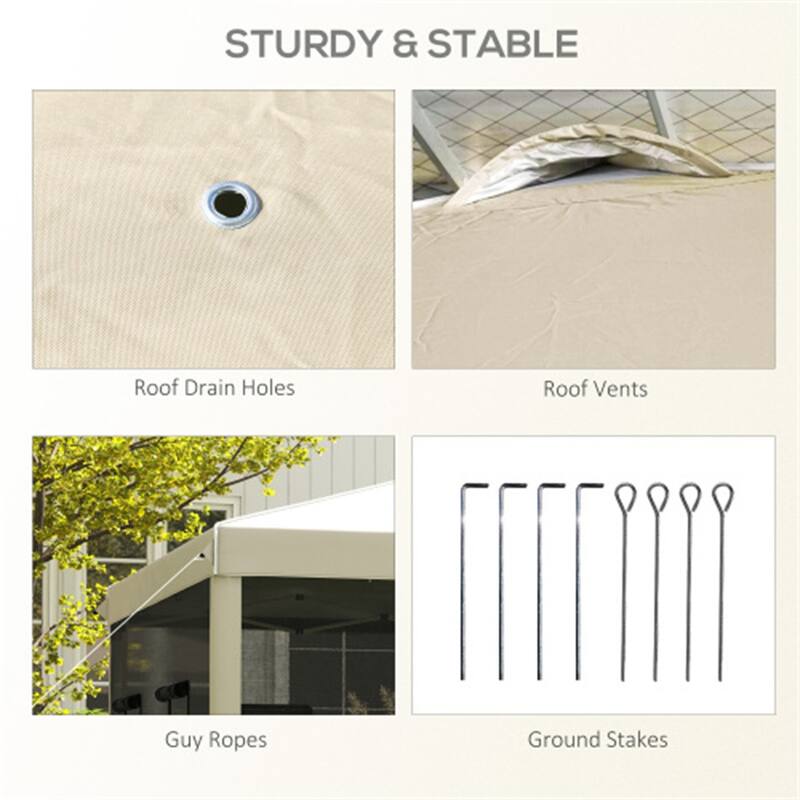 Beige and Black Pop-Up Tent for 9 People with UV30+ Protection Adjustable Legs Mesh Windows for Camping Beach Backyard