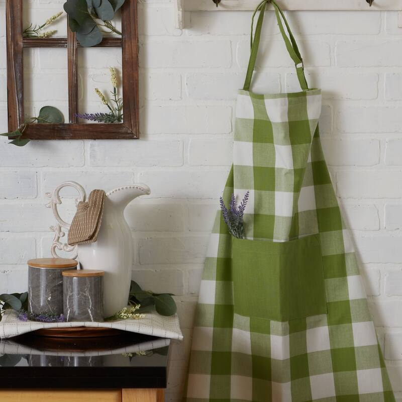 DII Antique Green Buffalo Check Chef Apron