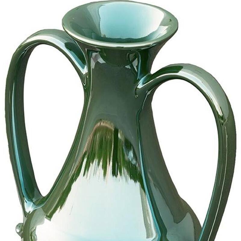12" Green Ceramic Amphora Table Vase - 7.90
