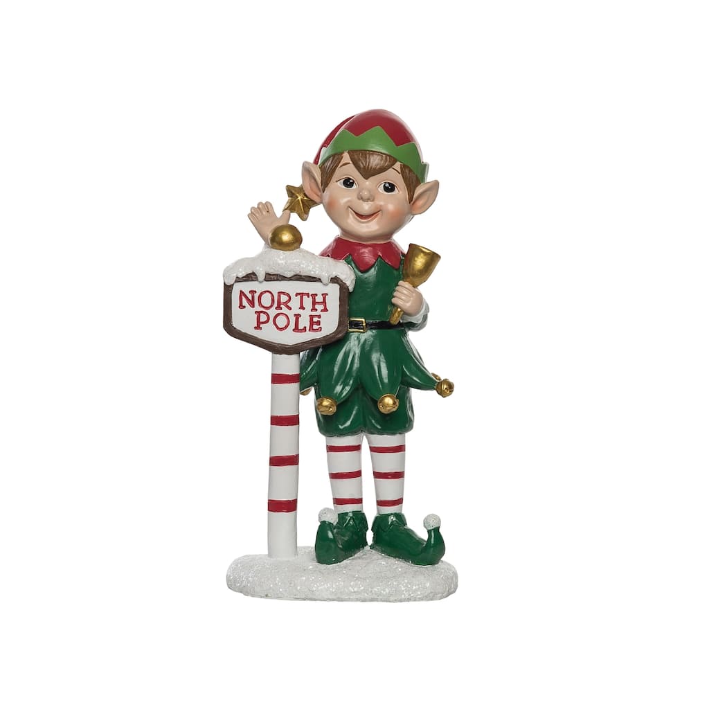 Transpac Resin 12.25 in. Multicolor Christmas Jolly North Pole Elf Figurine