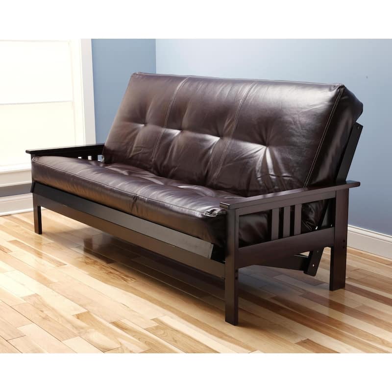 Full Size Futon Frame - Hardwood Futon Sofa Bed - Mission Style Espresso Finish