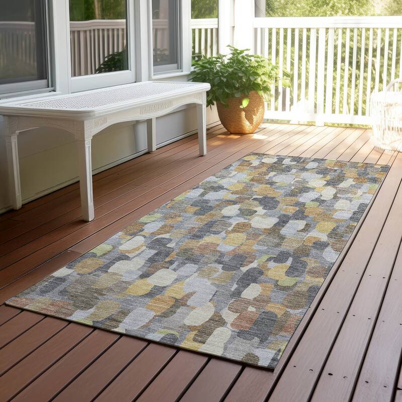 Machine Washable Indoor/ Outdoor Contemporary Drew Chantille Rug - Gray - 2'3" x 7'6"